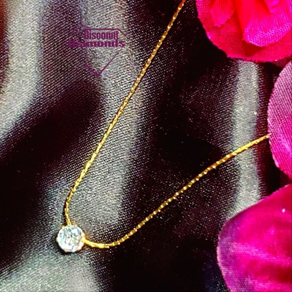 Choker / Necklace 18K Bright Yellow Gold on Titanium - White Crystal - Picture 1 of 3